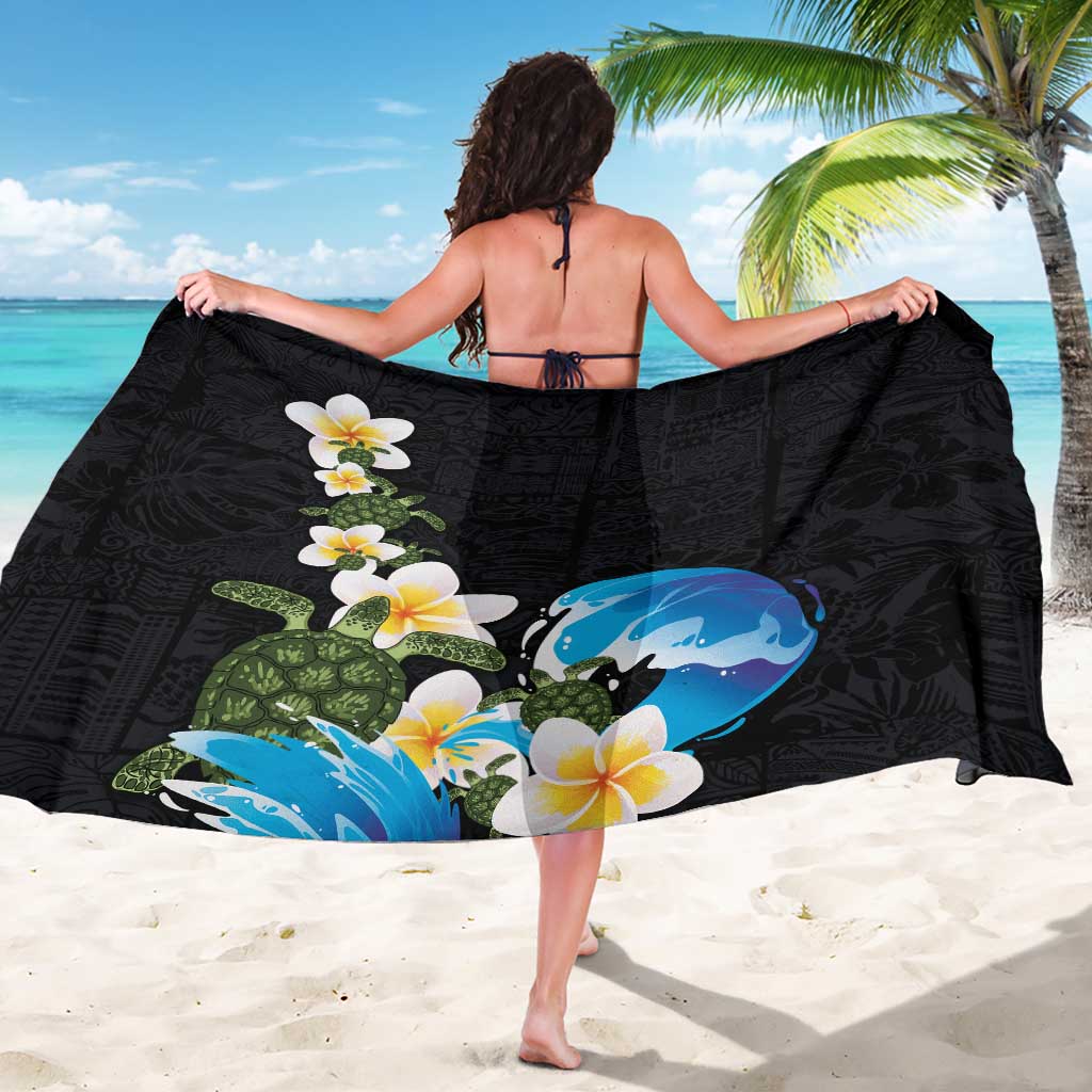 Hawaiian Plumeria and Turtle Sarong with Polynesian Tribal Art Pattern Vintage Vibes