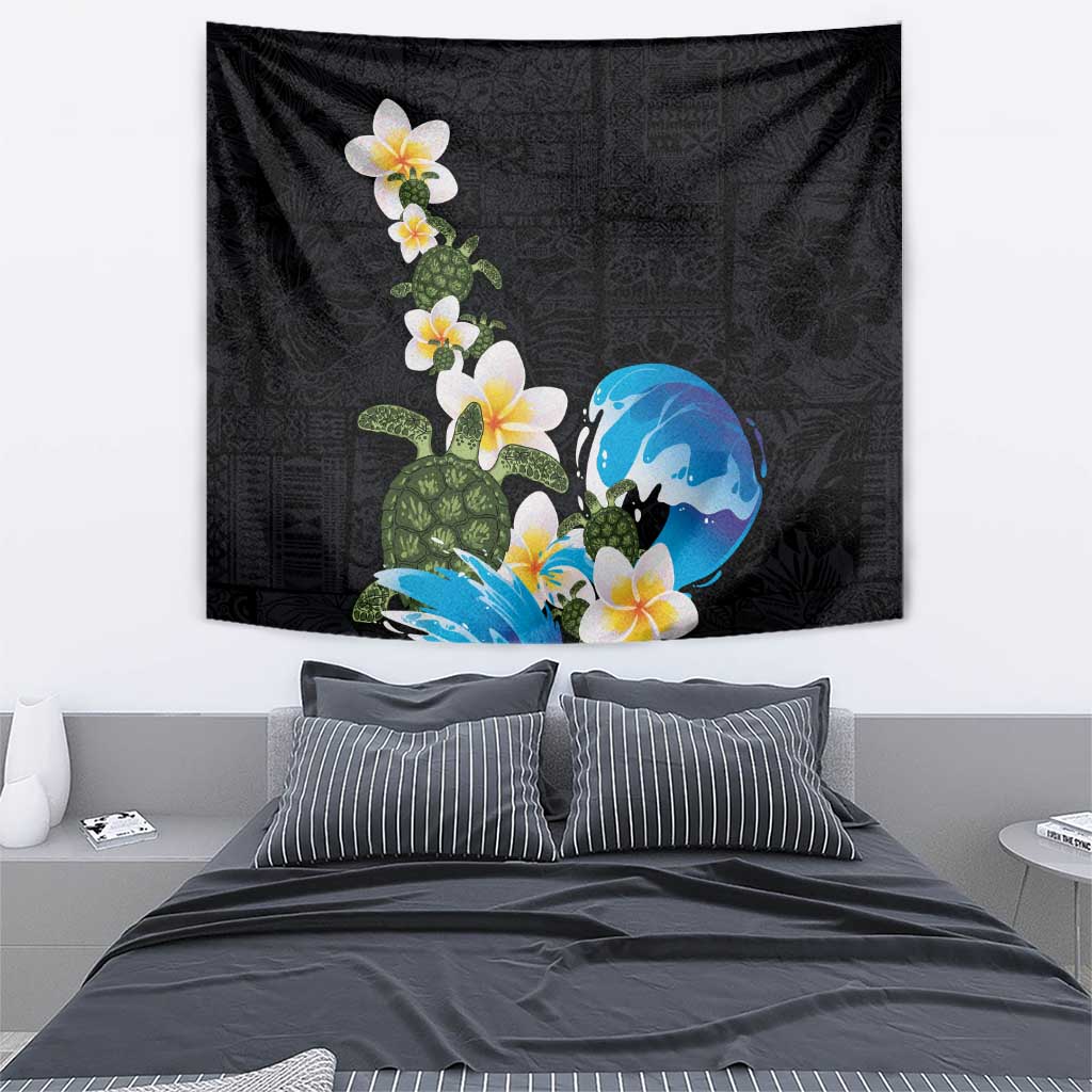 Hawaiian Plumeria and Turtle Tapestry with Polynesian Tribal Art Pattern Vintage Vibes LT03 - Polynesian Pride
