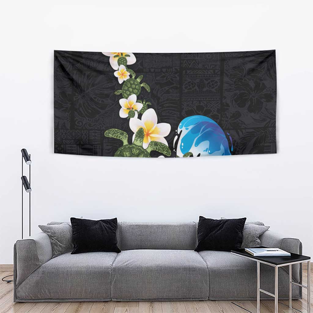 Hawaiian Plumeria and Turtle Tapestry with Polynesian Tribal Art Pattern Vintage Vibes LT03 - Polynesian Pride
