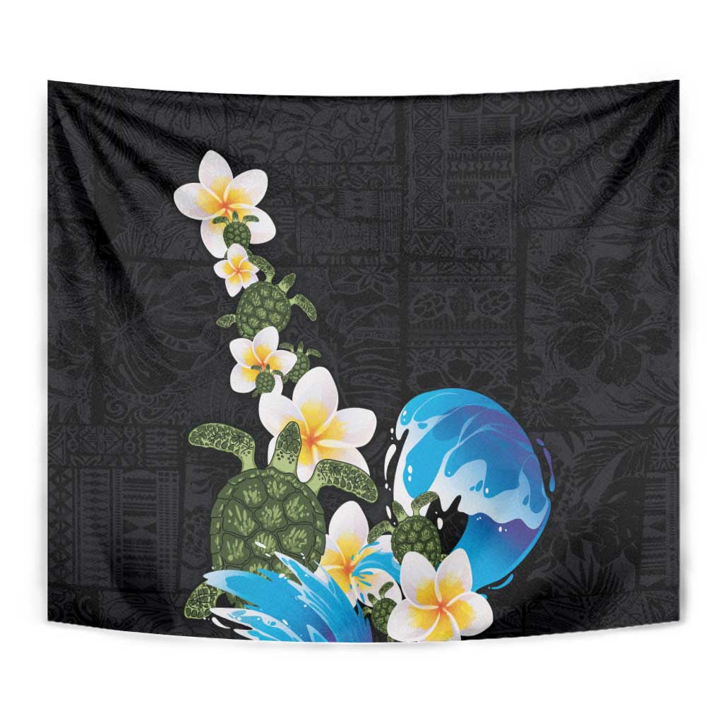 Hawaiian Plumeria and Turtle Tapestry with Polynesian Tribal Art Pattern Vintage Vibes LT03 - Polynesian Pride