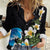 Hawaiian Plumeria and Turtle Women Casual Shirt with Polynesian Tribal Art Pattern Vintage Vibes
