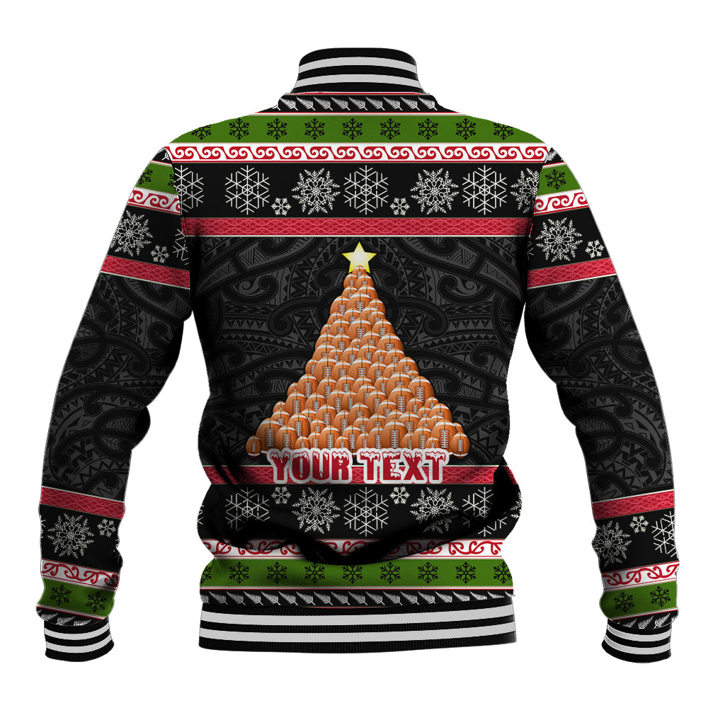 Personalized New Zealand Meri Kirihimete Baseball Jacket Maori Warrior with Rugby Christmas Tree LT03 - Polynesian Pride