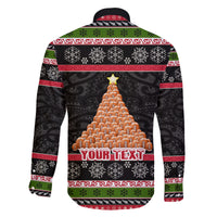 Personalized New Zealand Meri Kirihimete Family Matching Off Shoulder Maxi Dress and Hawaiian Shirt Maori Warrior with Rugby Christmas Tree LT03 - Polynesian Pride