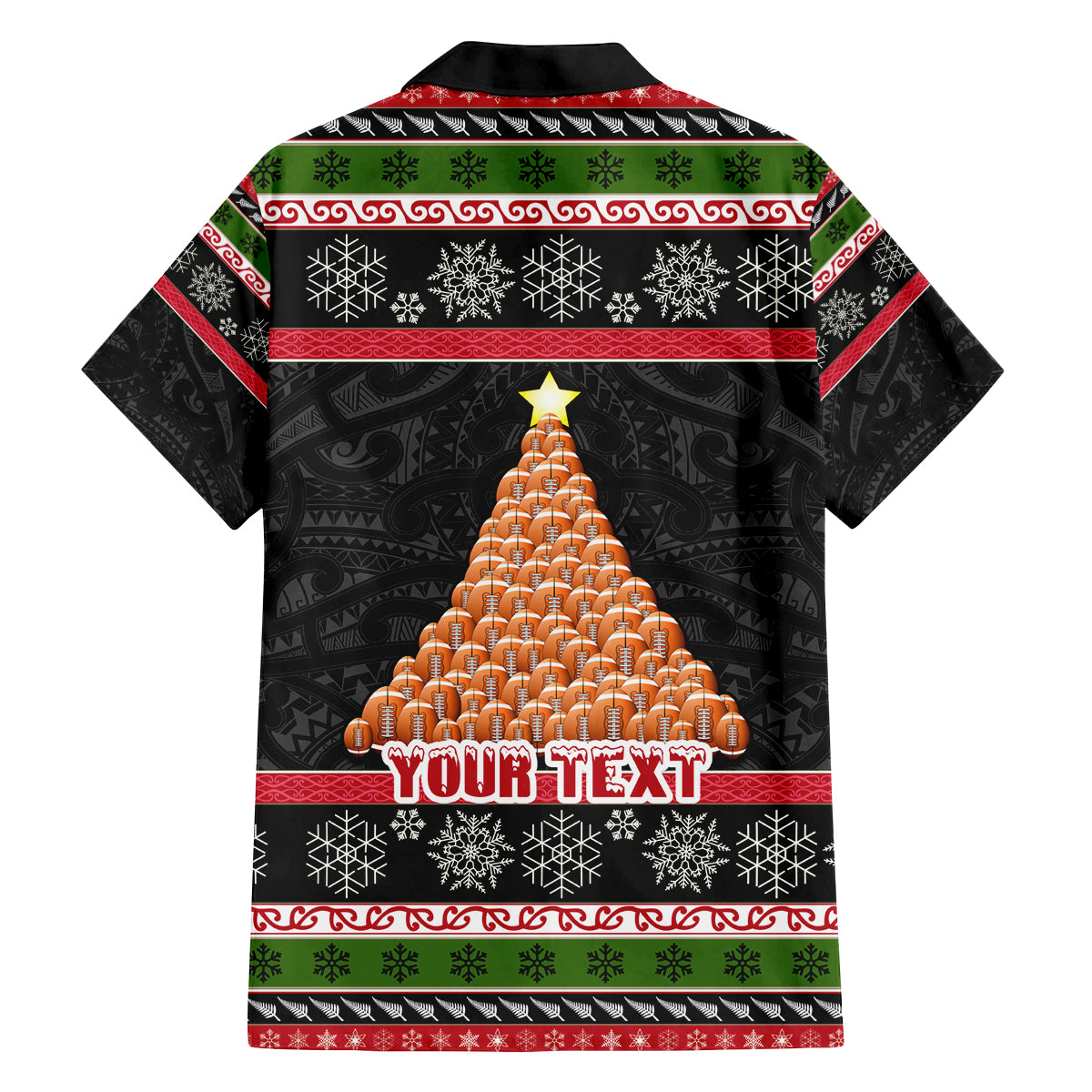 Personalized New Zealand Meri Kirihimete Family Matching Off Shoulder Short Dress and Hawaiian Shirt Maori Warrior with Rugby Christmas Tree LT03 - Polynesian Pride