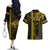 Custom Hawaii Couples Matching Off The Shoulder Long Sleeve Dress and Hawaiian Shirt Ukelele and Hula Girl Mix Kakau Pattern LT03 - Polynesian Pride
