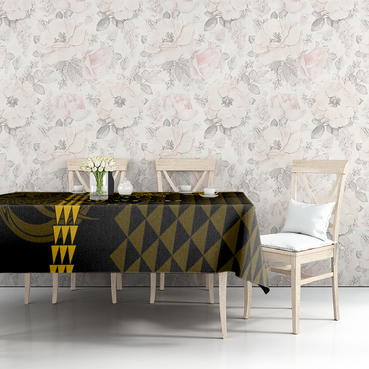 Custom Hawaii Tablecloth Ukelele and Hula Girl Mix Kakau Pattern LT03 - Polynesian Pride