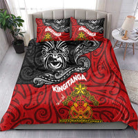 The Kingitanga - Maori King Movement Bedding Set Ko Te Mana Motuhake Emblem with Moko and Polynesian Art Tattoo
