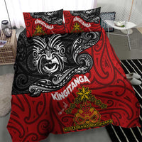 The Kingitanga - Maori King Movement Bedding Set Ko Te Mana Motuhake Emblem with Moko and Polynesian Art Tattoo