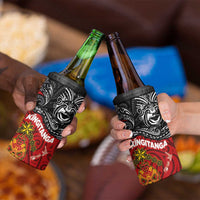 The Kingitanga - Maori King Movement 4 in 1 Can Cooler Tumbler Ko Te Mana Motuhake Emblem with Moko and Polynesian Art Tattoo LT03