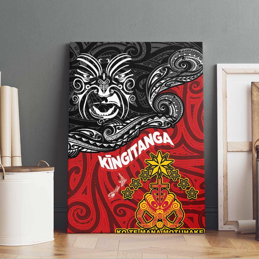 The Kingitanga - Maori King Movement Canvas Wall Art Ko Te Mana Motuhake Emblem with Moko and Polynesian Art Tattoo