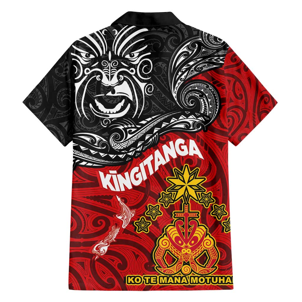 The Kingitanga - Maori King Movement Family Matching Long Sleeve Bodycon Dress and Hawaiian Shirt Ko Te Mana Motuhake Emblem with Moko and Polynesian Art Tattoo