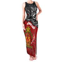 The Kingitanga - Maori King Movement Family Matching Tank Maxi Dress and Hawaiian Shirt Ko Te Mana Motuhake Emblem with Moko and Polynesian Art Tattoo
