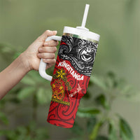 The Kingitanga - Maori King Movement Tumbler With Handle Ko Te Mana Motuhake Emblem with Moko and Polynesian Art Tattoo LT03