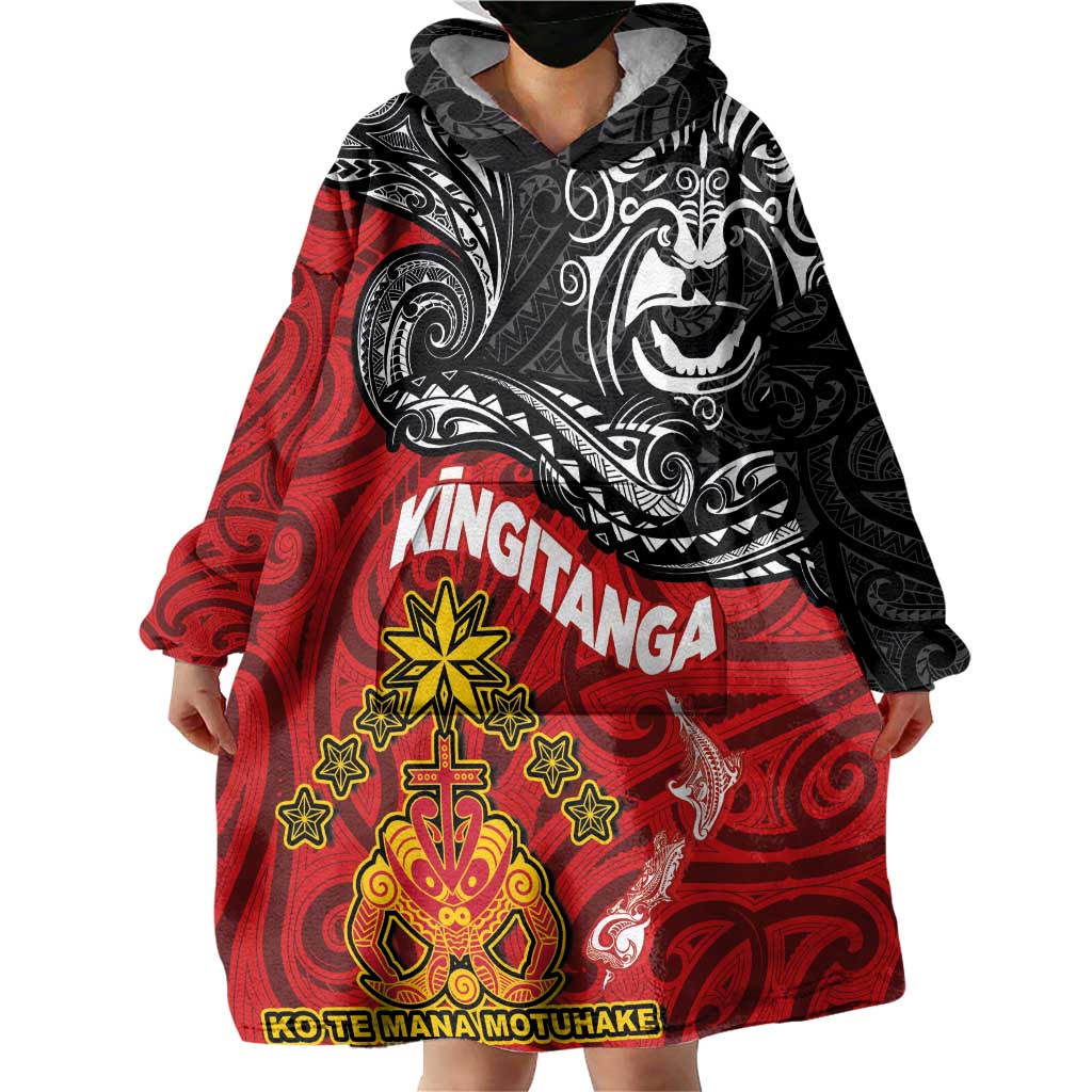 The Kingitanga - Maori King Movement Wearable Blanket Hoodie Ko Te Mana Motuhake Emblem with Moko and Polynesian Art Tattoo