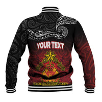 Personalised The Kingitanga - Maori King Movement Baseball Jacket Ko Te Mana Motuhake Emblem with Silver Ferns and Polynesian Art Tattoo
