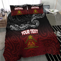 Personalised The Kingitanga - Maori King Movement Bedding Set Ko Te Mana Motuhake Emblem with Silver Ferns and Polynesian Art Tattoo