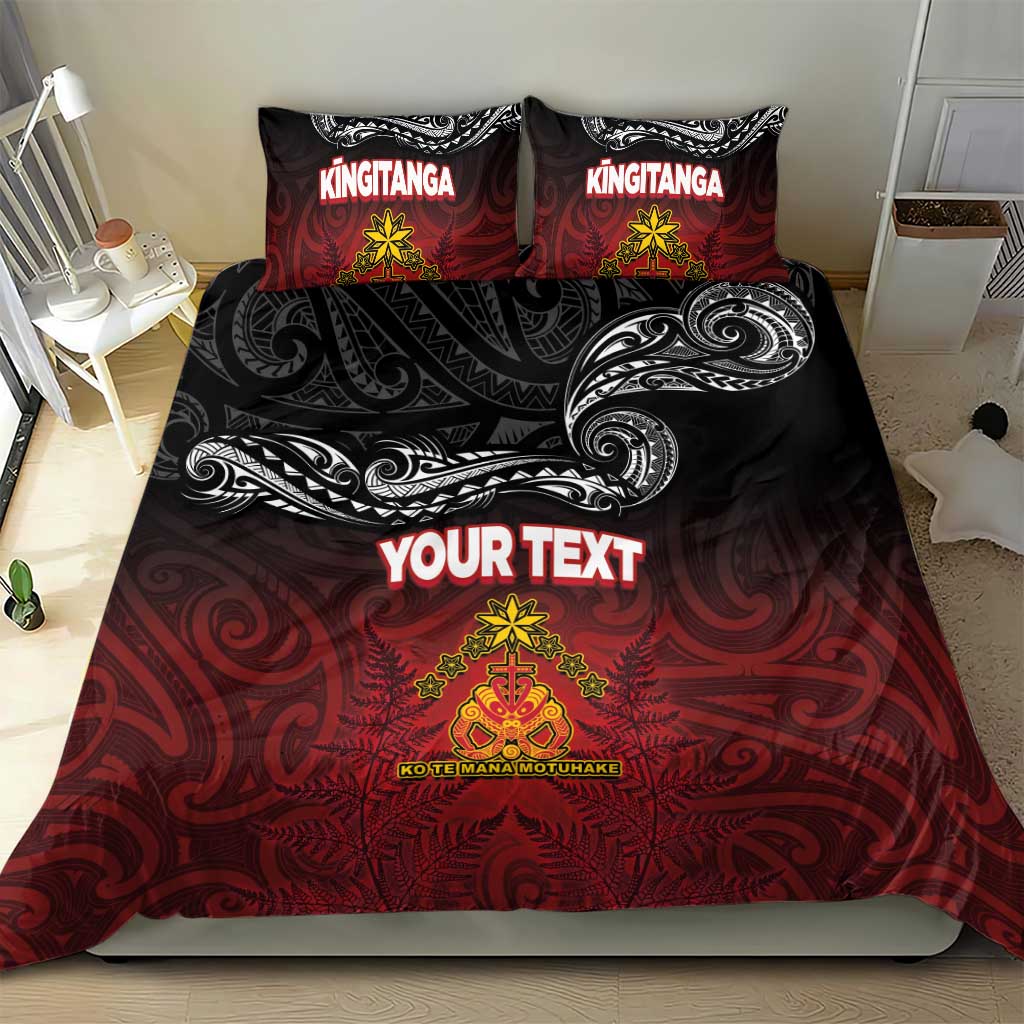 Personalised The Kingitanga - Maori King Movement Bedding Set Ko Te Mana Motuhake Emblem with Silver Ferns and Polynesian Art Tattoo