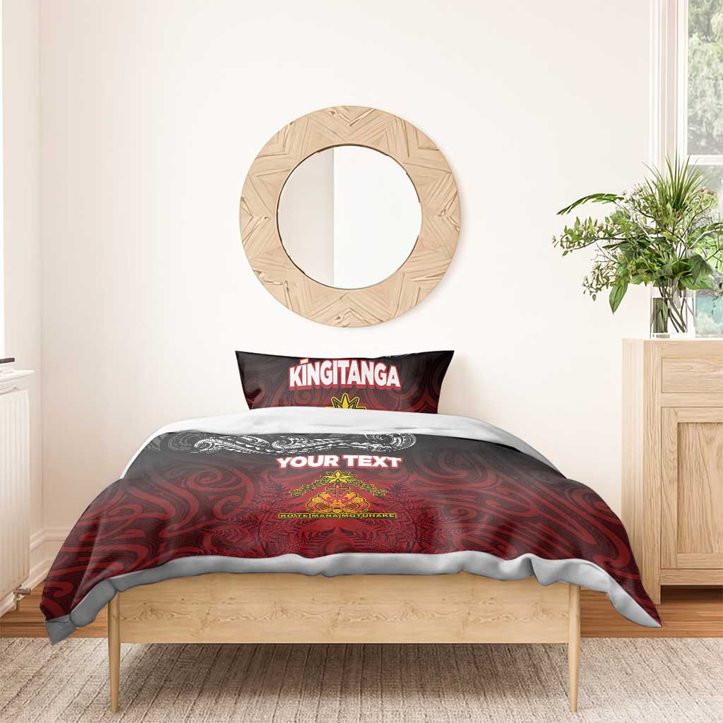 Personalised The Kingitanga - Maori King Movement Bedding Set Ko Te Mana Motuhake Emblem with Silver Ferns and Polynesian Art Tattoo