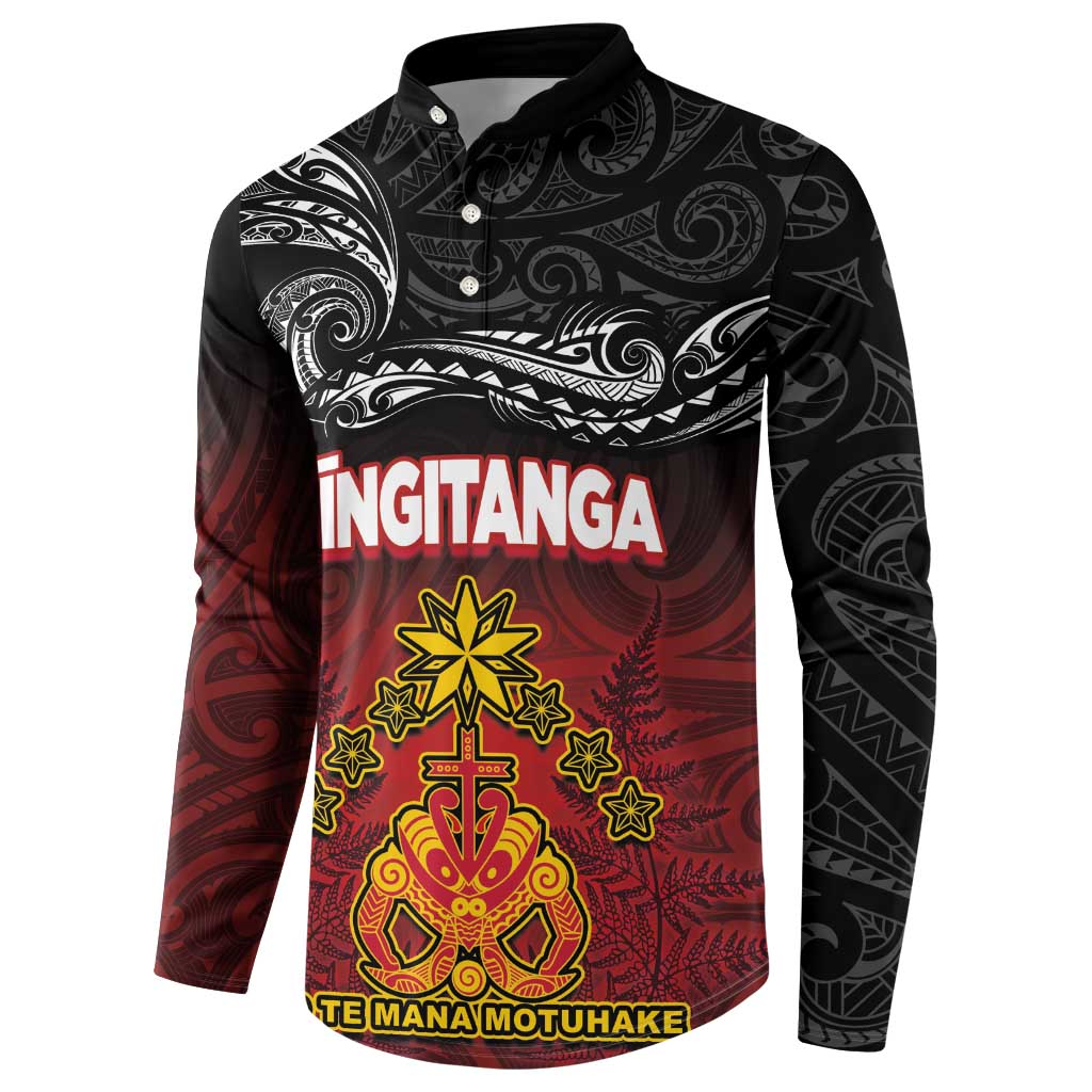Personalised The Kingitanga - Maori King Movement Button Sweatshirt Ko Te Mana Motuhake Emblem with Silver Ferns and Polynesian Art Tattoo