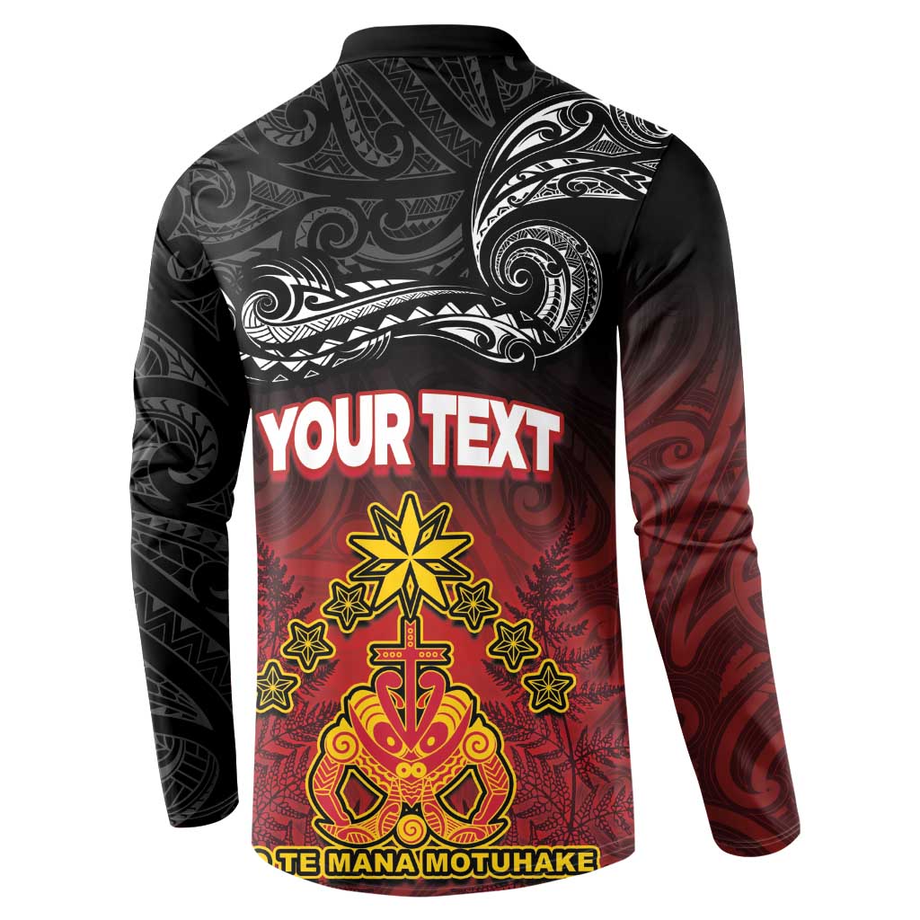 Personalised The Kingitanga - Maori King Movement Button Sweatshirt Ko Te Mana Motuhake Emblem with Silver Ferns and Polynesian Art Tattoo