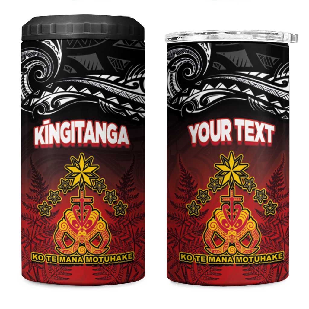 Personalised The Kingitanga - Maori King Movement 4 in 1 Can Cooler Tumbler Ko Te Mana Motuhake Emblem with Silver Ferns and Polynesian Art Tattoo LT03