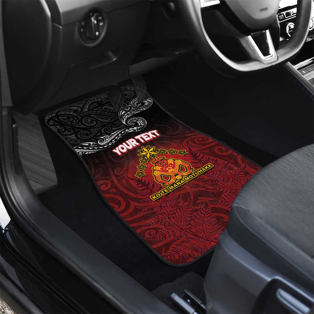 Personalised The Kingitanga - Maori King Movement Car Mats Ko Te Mana Motuhake Emblem with Silver Ferns and Polynesian Art Tattoo