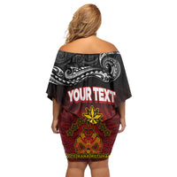 Personalised The Kingitanga - Maori King Movement Family Matching Off Shoulder Short Dress and Hawaiian Shirt Ko Te Mana Motuhake Emblem with Silver Ferns and Polynesian Art Tattoo