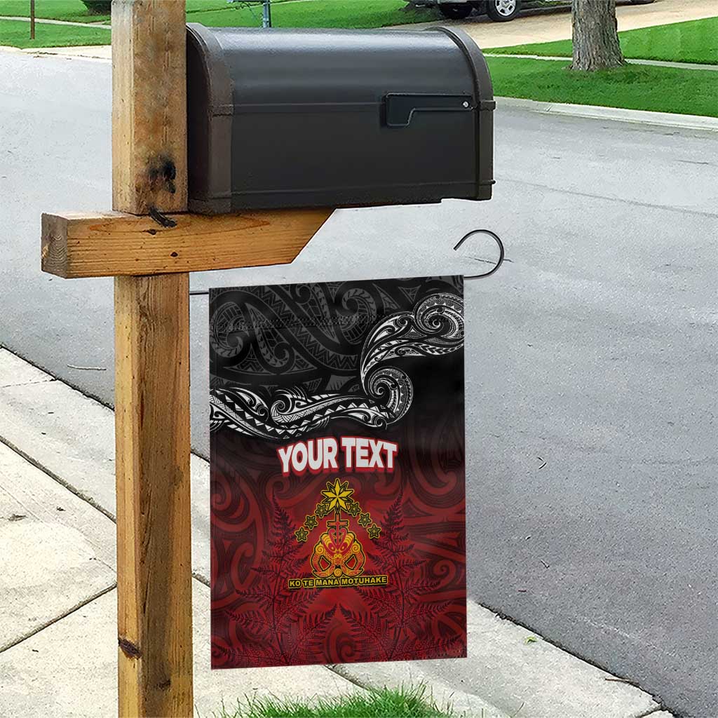 Personalised The Kingitanga - Maori King Movement Garden Flag Ko Te Mana Motuhake Emblem with Silver Ferns and Polynesian Art Tattoo