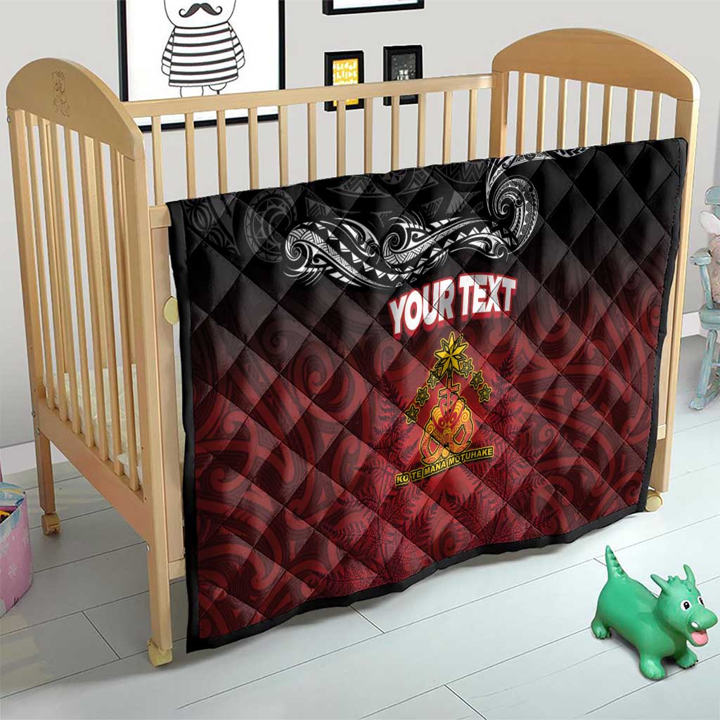 Personalised The Kingitanga - Maori King Movement Quilt Ko Te Mana Motuhake Emblem with Silver Ferns and Polynesian Art Tattoo