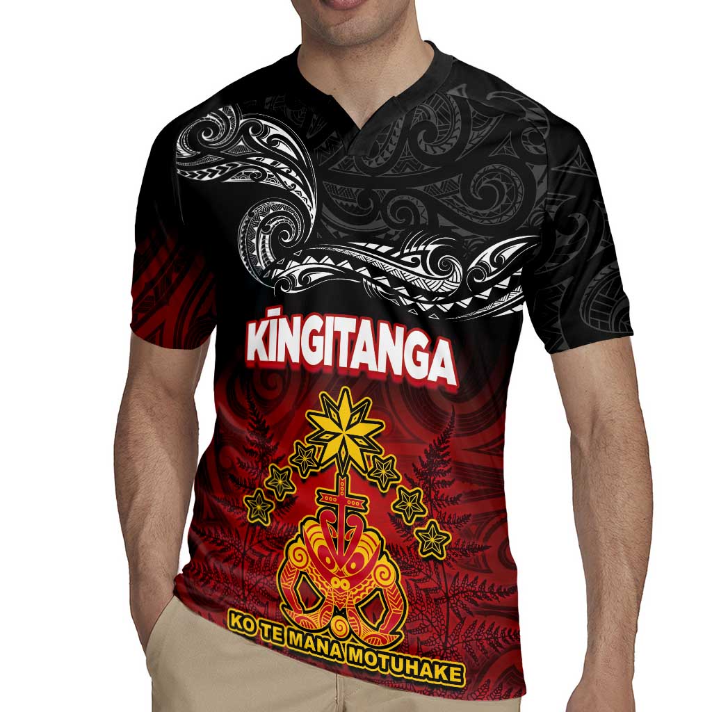Personalised The Kingitanga - Maori King Movement Rugby Jersey Ko Te Mana Motuhake Emblem with Silver Ferns and Polynesian Art Tattoo