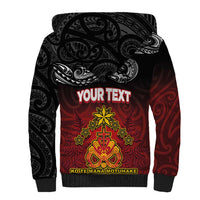Personalised The Kingitanga - Maori King Movement Sherpa Hoodie Ko Te Mana Motuhake Emblem with Silver Ferns and Polynesian Art Tattoo