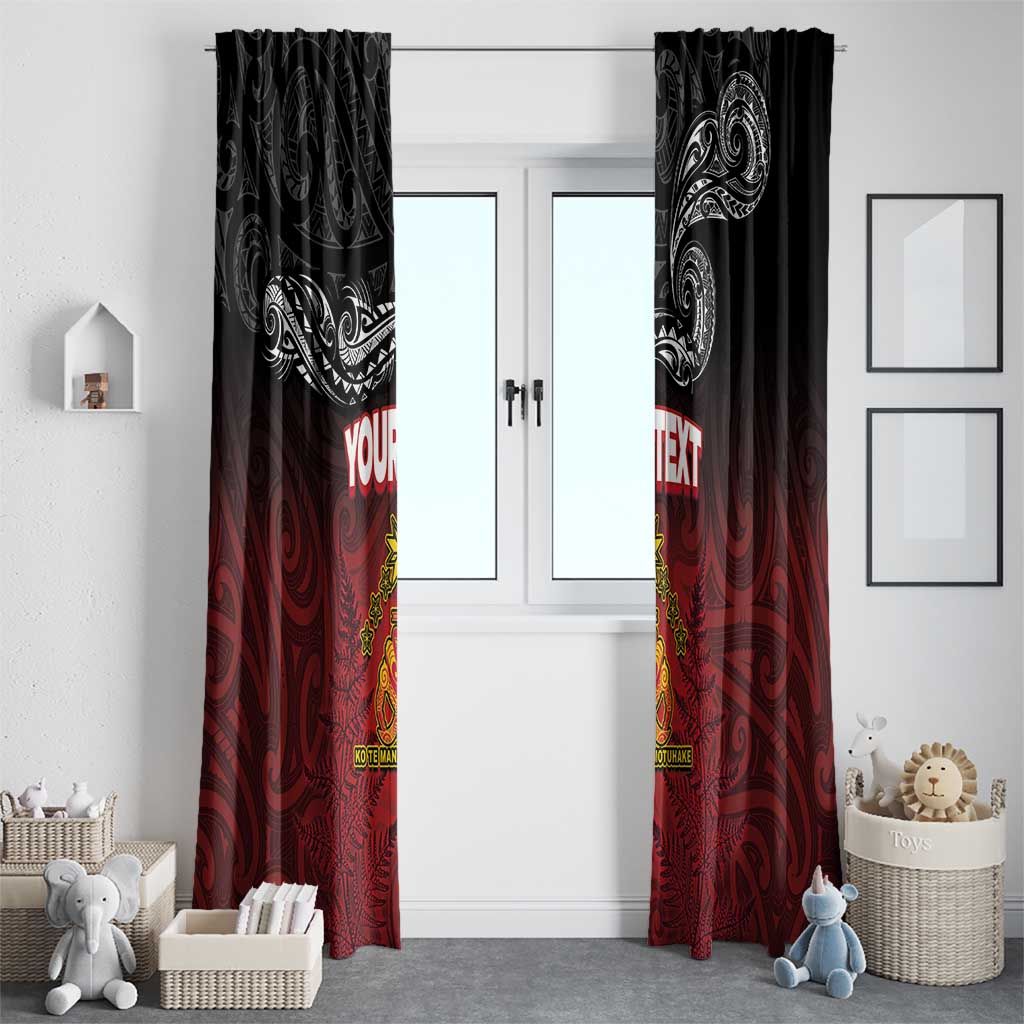 Personalised The Kingitanga - Maori King Movement Window Curtain Ko Te Mana Motuhake Emblem with Silver Ferns and Polynesian Art Tattoo