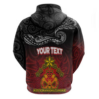 Personalised The Kingitanga - Maori King Movement Zip Hoodie Ko Te Mana Motuhake Emblem with Silver Ferns and Polynesian Art Tattoo