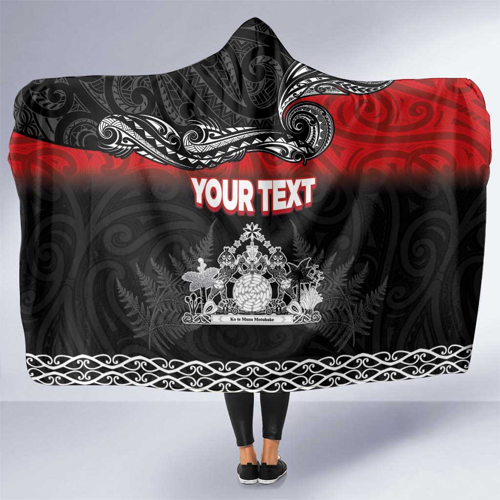 Personalised Maori King Movement Hooded Blanket Te Paki-o-Matariki with Silver Ferns and Polynesian Art Tattoo LT03 One Size Red - Polynesian Pride
