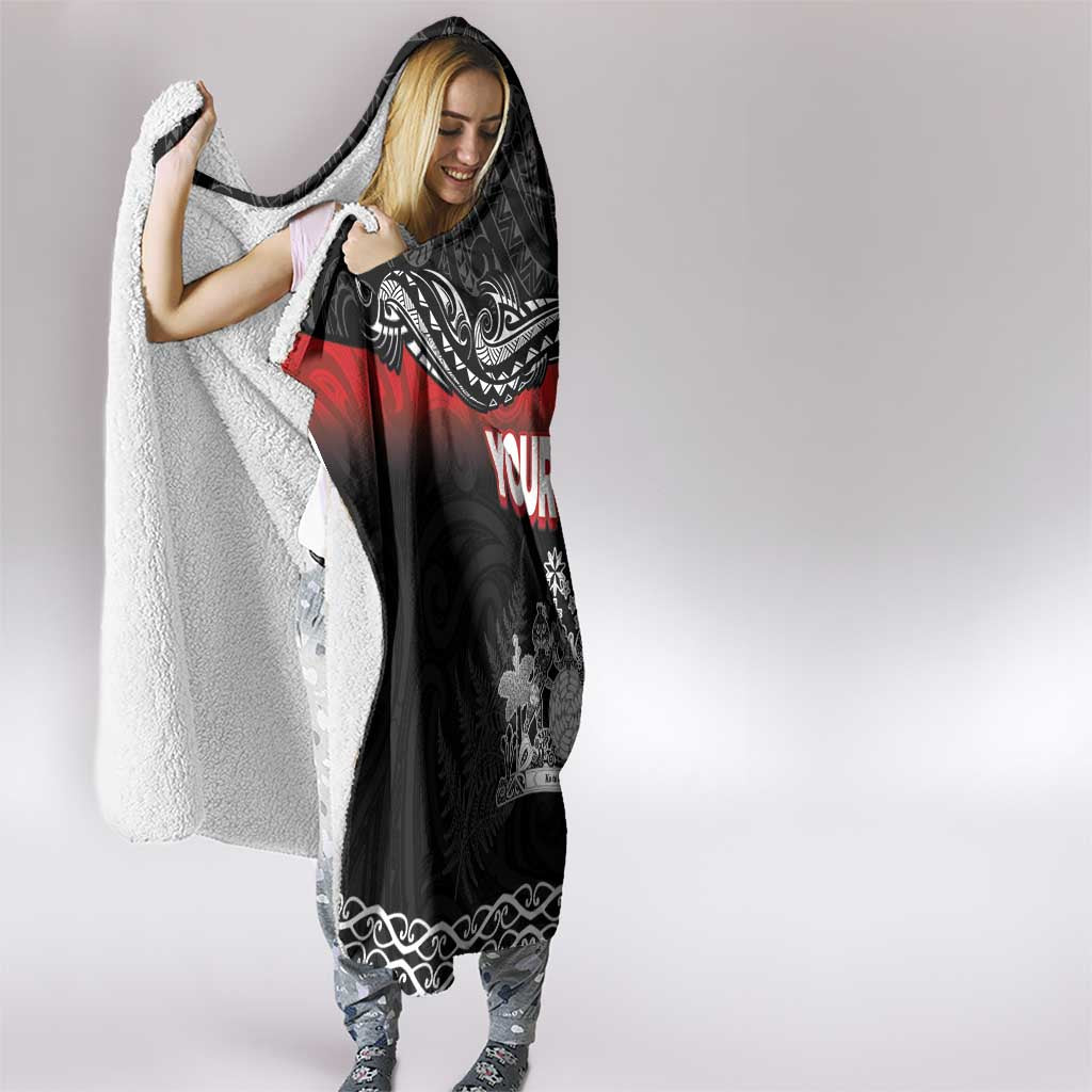 Personalised Maori King Movement Hooded Blanket Te Paki-o-Matariki with Silver Ferns and Polynesian Art Tattoo LT03 - Polynesian Pride