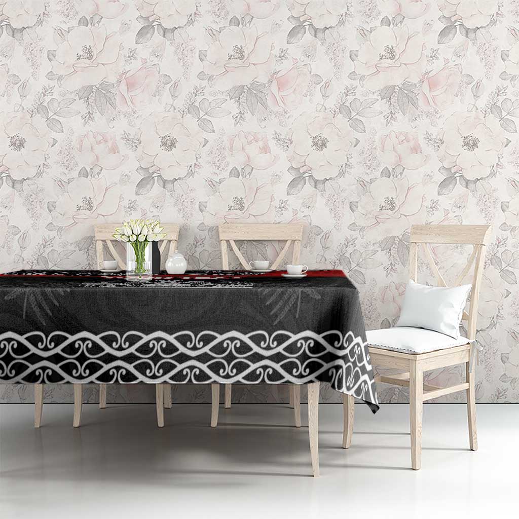 Personalised The Kingitanga - Maori King Movement Tablecloth Te Paki-o-Matariki with Silver Ferns and Polynesian Art Tattoo