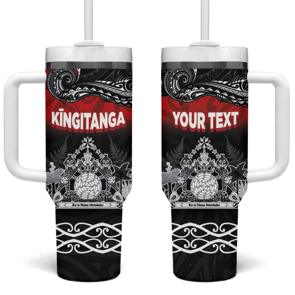 Personalised Maori King Movement Tumbler With Handle Te Paki-o-Matariki with Silver Ferns and Polynesian Art Tattoo LT03