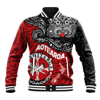 Maori Kotahitanga Baseball Jacket Aotearoa Spirit with Maori Mask and Polynesian Art Tattoo