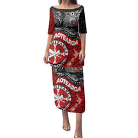 Maori Kotahitanga Family Matching Puletasi and Hawaiian Shirt Aotearoa Spirit with Maori Mask and Polynesian Art Tattoo