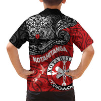 Maori Kotahitanga Kid Hawaiian Shirt Aotearoa Spirit with Maori Mask and Polynesian Art Tattoo