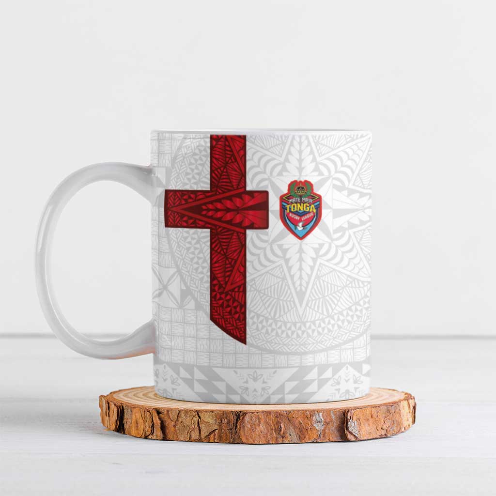 Tonga Ngatu Art Rugby Mate Ma'a Ceramic Mug LT03 White - Polynesian Pride