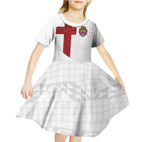 Custom Tonga Ngatu Art Rugby Mate Ma'a Kid Short Sleeve Dress - Polynesian Pride