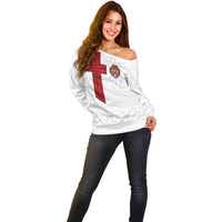 Custom Tonga Ngatu Art Rugby Mate Ma'a Off Shoulder Sweater LT03 - Polynesian Pride