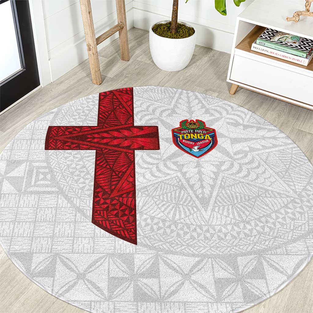 Tonga Ngatu Art Rugby Mate Ma'a Round Carpet - Polynesian Pride
