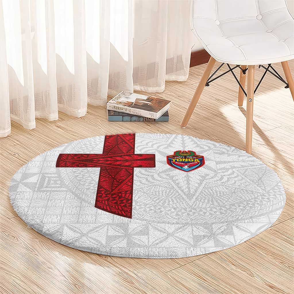 Tonga Ngatu Art Rugby Mate Ma'a Round Carpet - Polynesian Pride