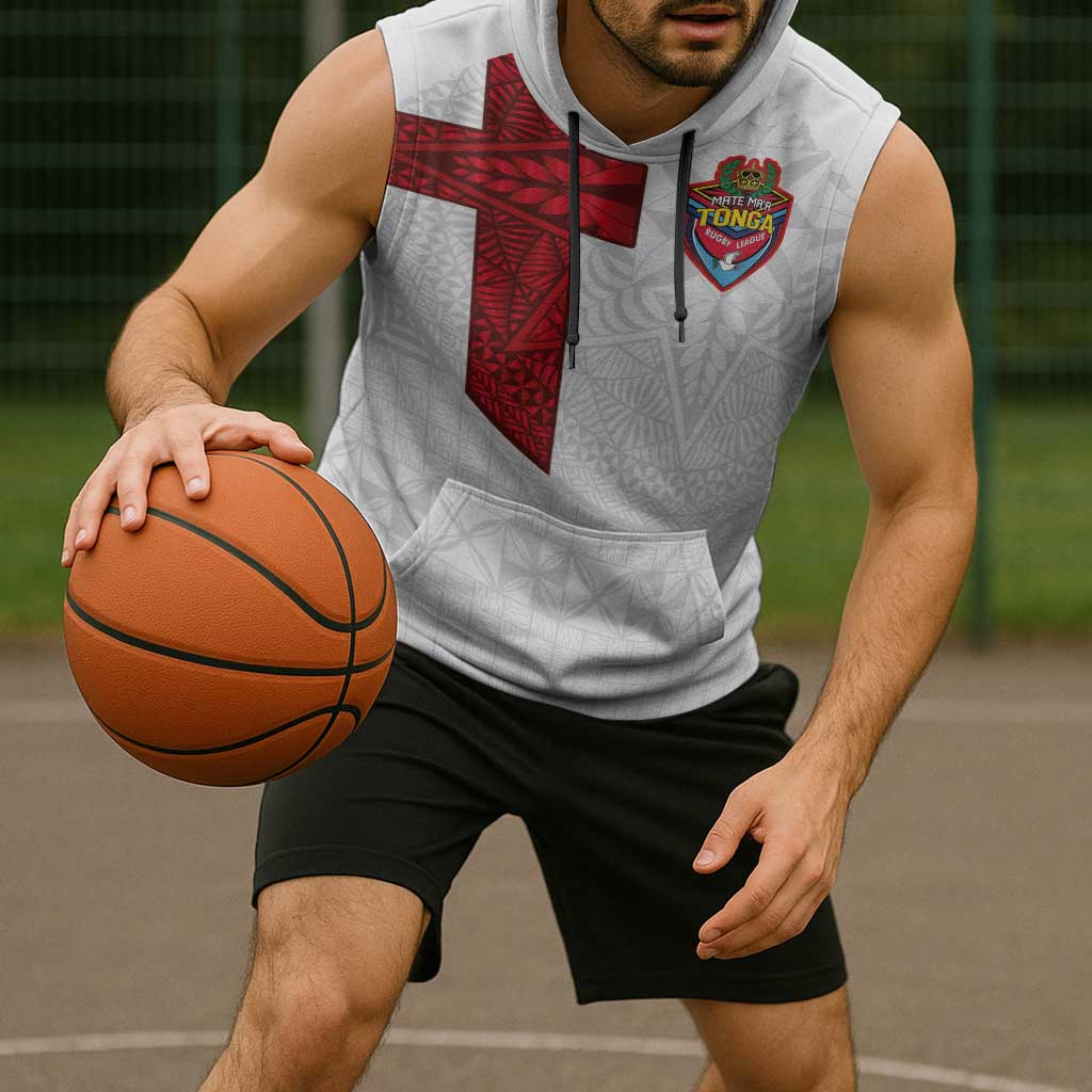 Custom Tonga Ngatu Art Rugby Mate Ma'a Sleeveless Hoodie - Polynesian Pride