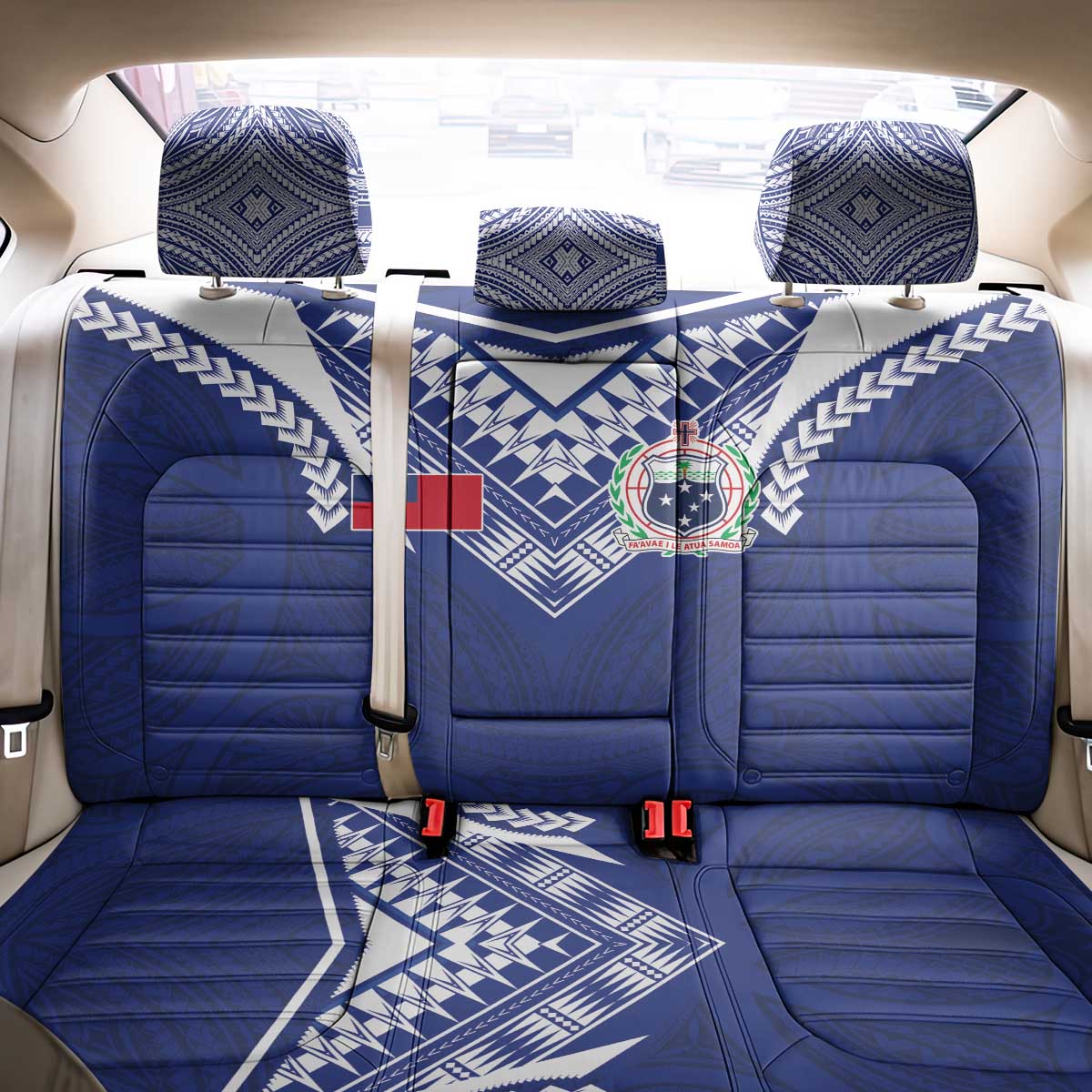 Samoa Rugby Back Car Seat Cover Pacific Motifs LT03 - Polynesian Pride