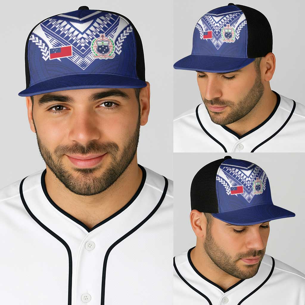 Samoa Rugby Baseball Net Cap Pacific Motifs - Polynesian Pride