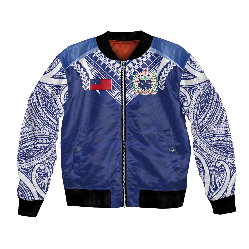 Custom Samoa Rugby Bomber Jacket Pacific Motifs - Polynesian Pride