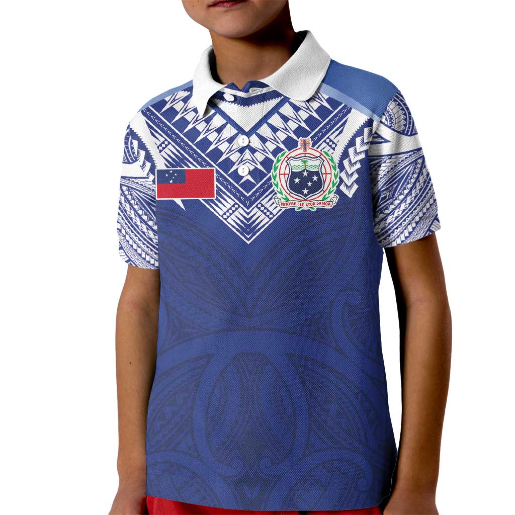 Custom Samoa Rugby Kid Polo Shirt Pacific Motifs - Polynesian Pride